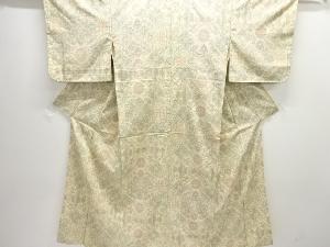 アンティーク　花唐草模様織り出し本塩沢着物